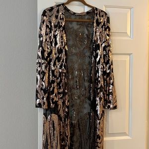 Black & copper beaded duster